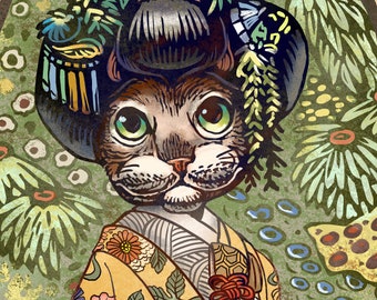 Kimono Kitty- 11 x 14 signed print