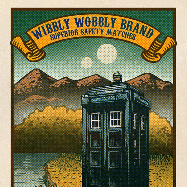 Wibbly Wobbly Brand Matchbox Art- 5" x 7" matted signed print