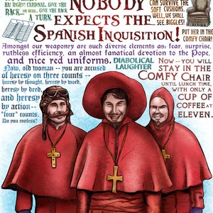 Spanish Inquisition- Monty Python tribute print- 11 x 14 signed print