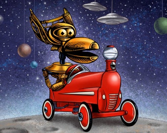 MST3K Pedal Car 8 x 10 Signed Print