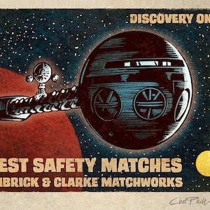 Space Odyssey Matchbox Art- 5&quot; x 7&quot; signed matted print
