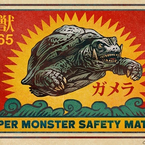 Gamera Super Monster Matchbox Art- 5&quot; x 7&quot; matted signed print