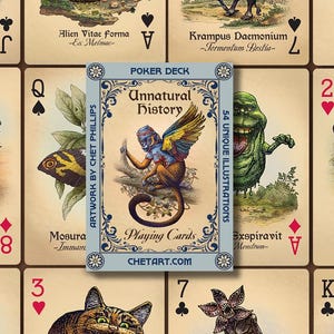 Jeu de cartes Unnatural History - Jeu de cartes plastifié - 4 couleurs, 2 jokers