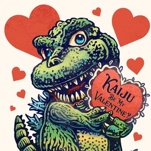 Kaiju, ma valentine ? Carte de Saint-Valentin de 5 x 7 pouces avec enveloppe