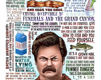 Give Me All The Bacon- Parks and Recreation/Ron Swanson Tribute Print- signed print