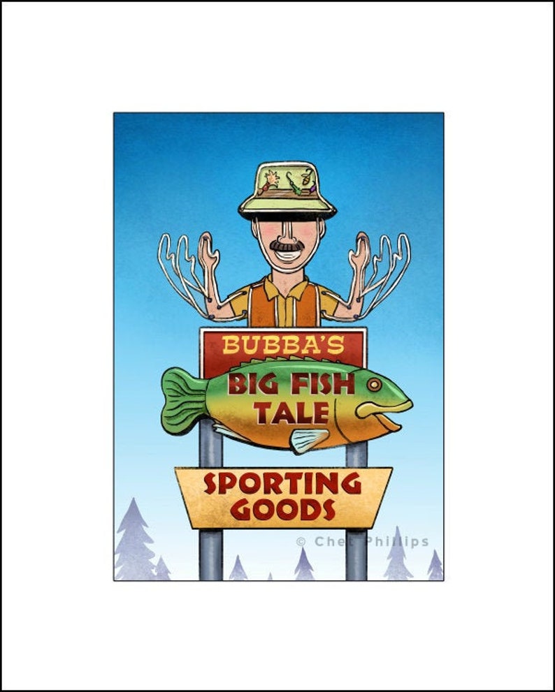 Bubba's Big Fish Tale Googie Sign Print image 1