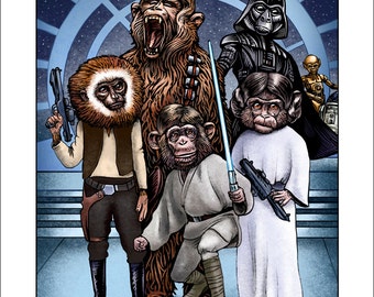 Monkey Wars-  11 x14 signed print