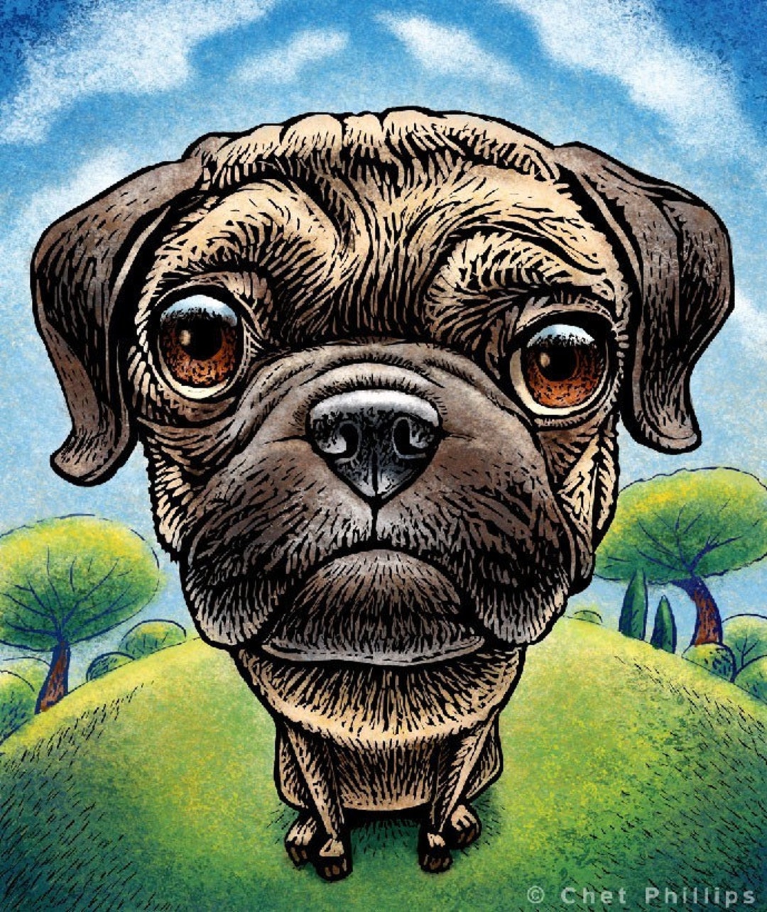 Pug dog cheap painting
