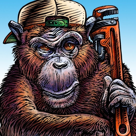 Monkey Wrench 8 X 10 Monkey With Monkey Wrench Etsy