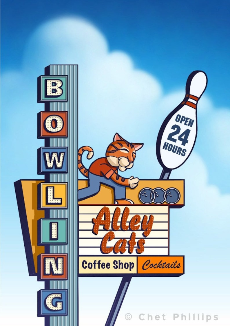 Bowling Alley Cats Googie Sign - Etsy