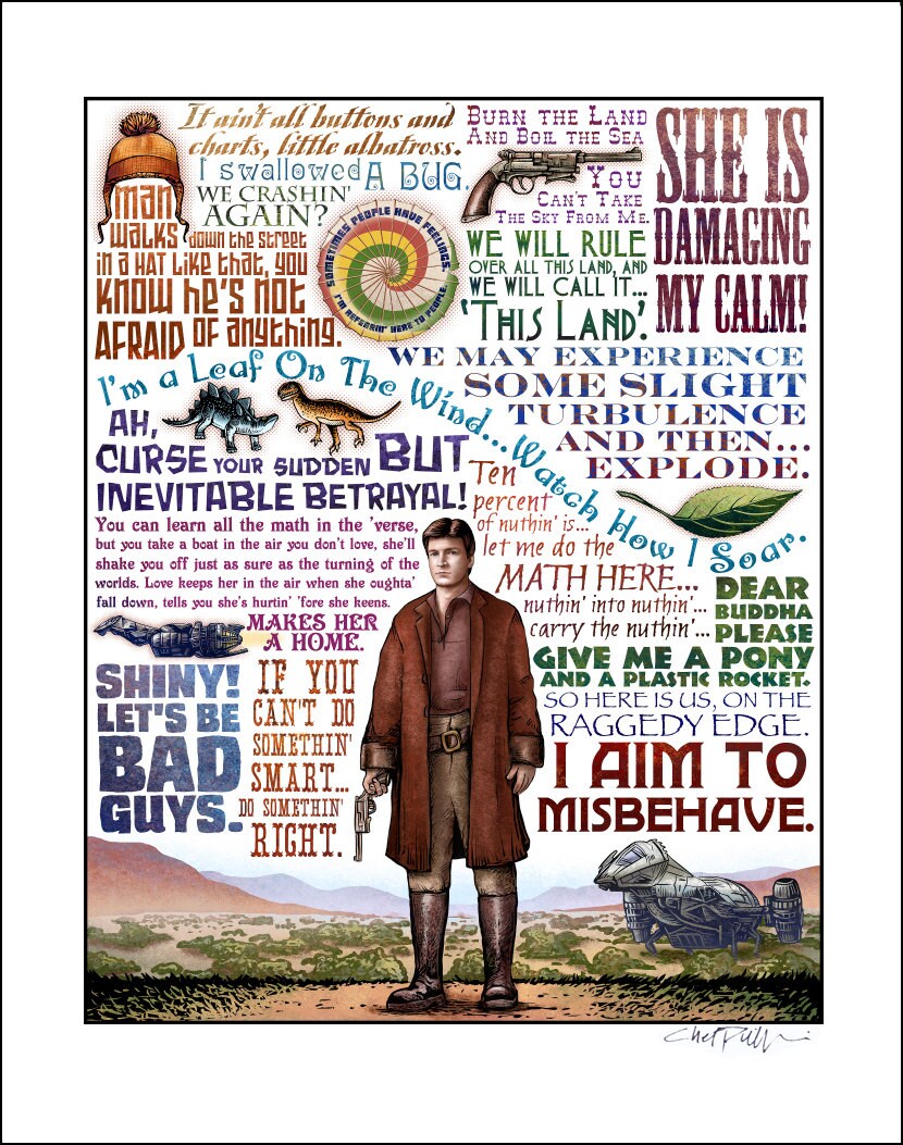 I Aim to Misbehave- Firefly tribute print- 11"x14" signed p…