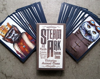 Steam Ark Trading Card Set- Steampunk Victorian Animals- 52 cards