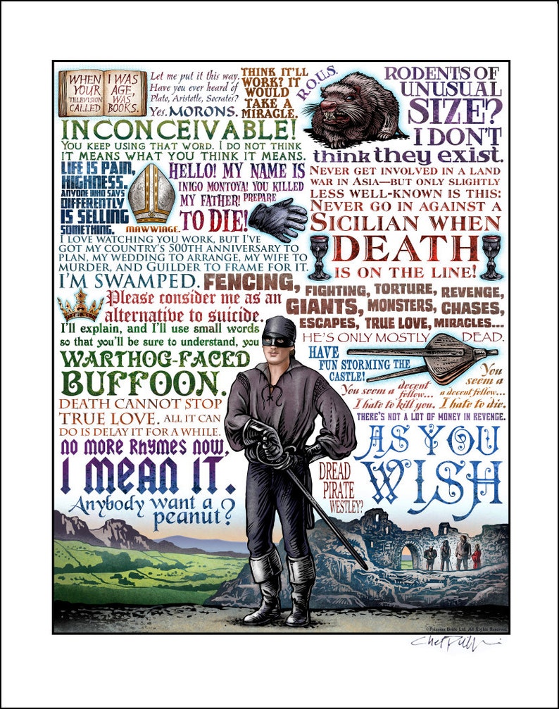 Princess Bride tribute 11 x 14 signed print As You Wish