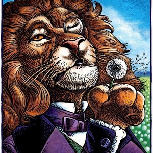 Dandy Lion 8&quot; x 10&quot; Whimsical Lion Portrait- Lion Wall Decor