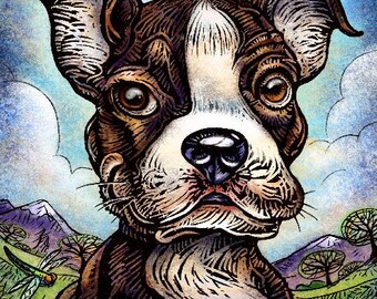 Knowledge 8" x 10" Boston Terrier Art Print