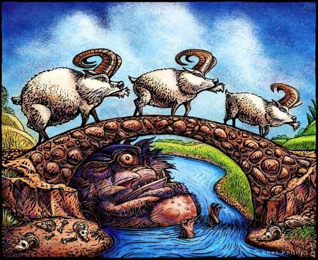 Three Billy Goats Gruff 8 X 10 Fairy Tale Wall Decor Etsy