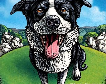 Border Collie- 8" x 10"- Dog Art Print- Dog Wall Decor- Dog Wall Art- Dog Print- Dog Gift