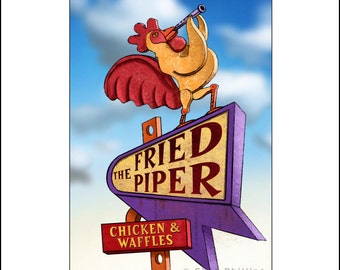 Fried Piper- Googie Sign Print