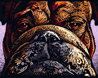 Bulldog- 8" x 10" Bulldog Art Print- Whimsical Dog Art Print- Dog Wall Decor- Dog Wall Art