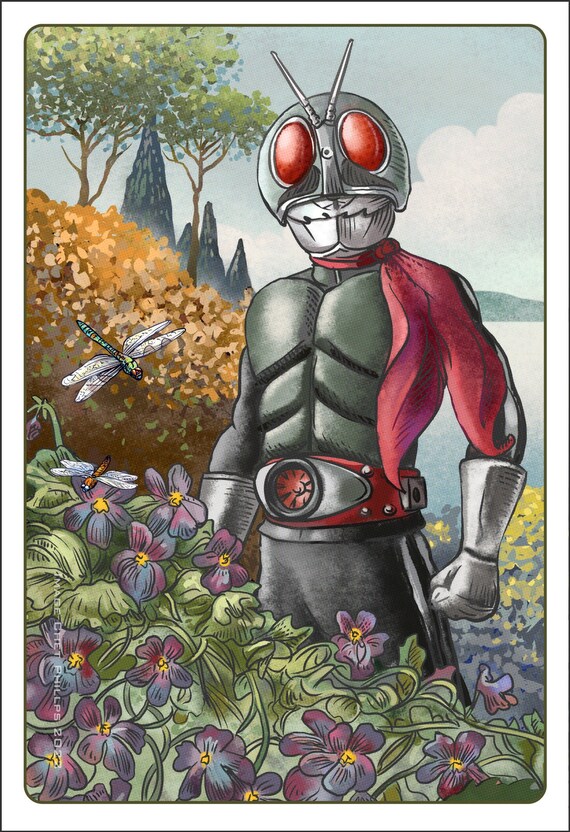 Masked Rider Zen Botanical Zen Kamen Rider 13 X 19 Signed Print | Etsy