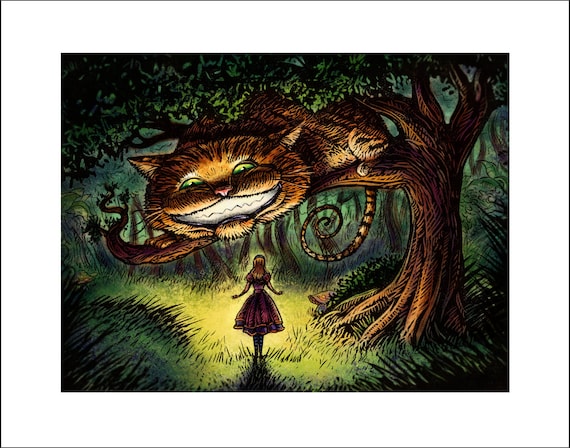 Alicia - Impresión artística de Alicia en el país de las maravillas y el  gato de Cheshire (11\, image size:570x448