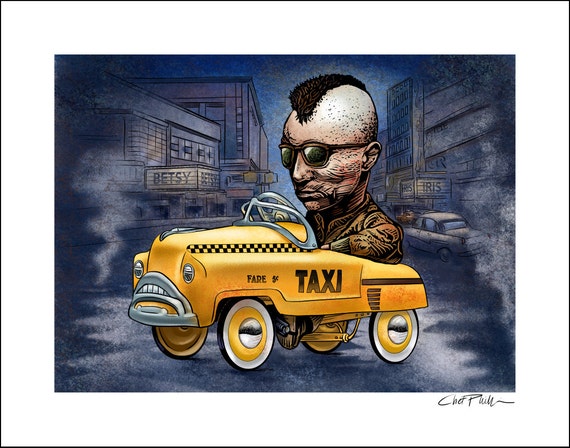 Taxi Driver Pedal Car- 11 X 14 Signed Print