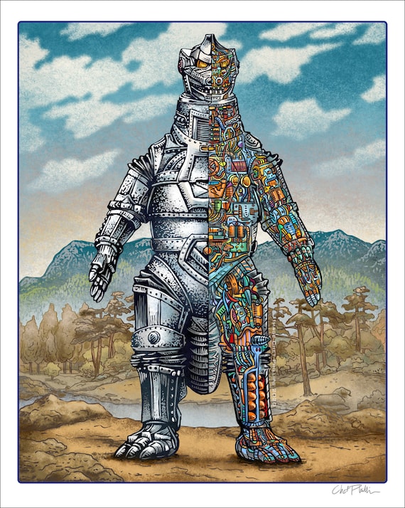 Mechagodzilla Cutaway 16 x 20 edición limitada - Etsy España