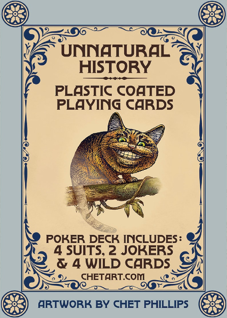 Unnatural History Playing Cards Plastic Coated Poker Deck 4 suits, 2 Jokers and 4 Wild Cards image 3