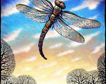 Cathedral 8" x 10" Dragonfly Wall Decor- Dragonfly Art Print