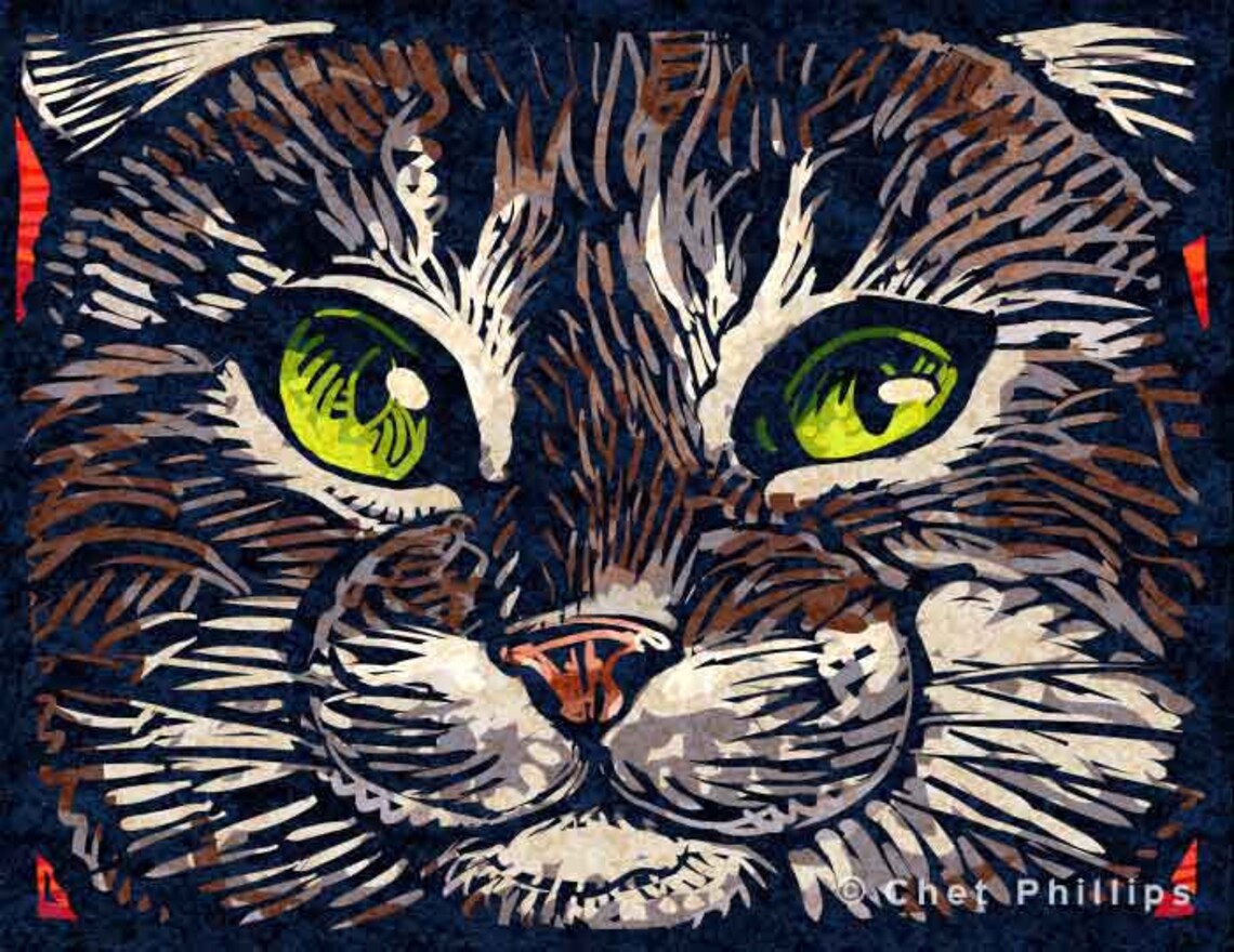 Grey Tabby 8" X 10" Cat Art Print- Grey Tabby Cat Wall Decor - Etsy