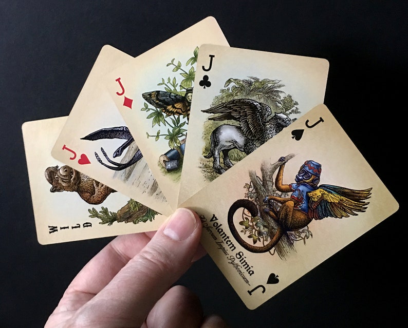 Unnatural History Playing Cards Plastic Coated Poker Deck 4 suits, 2 Jokers and 4 Wild Cards image 7