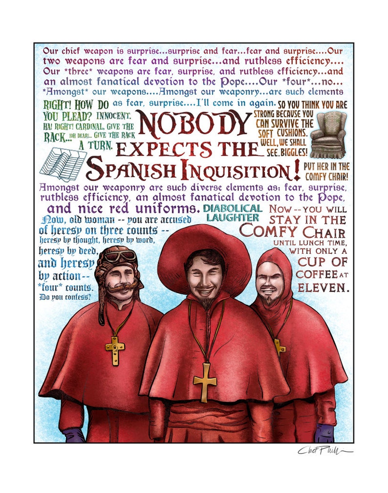 Spanish Inquisition Monty Python Tribute Print 11 X14 Signed