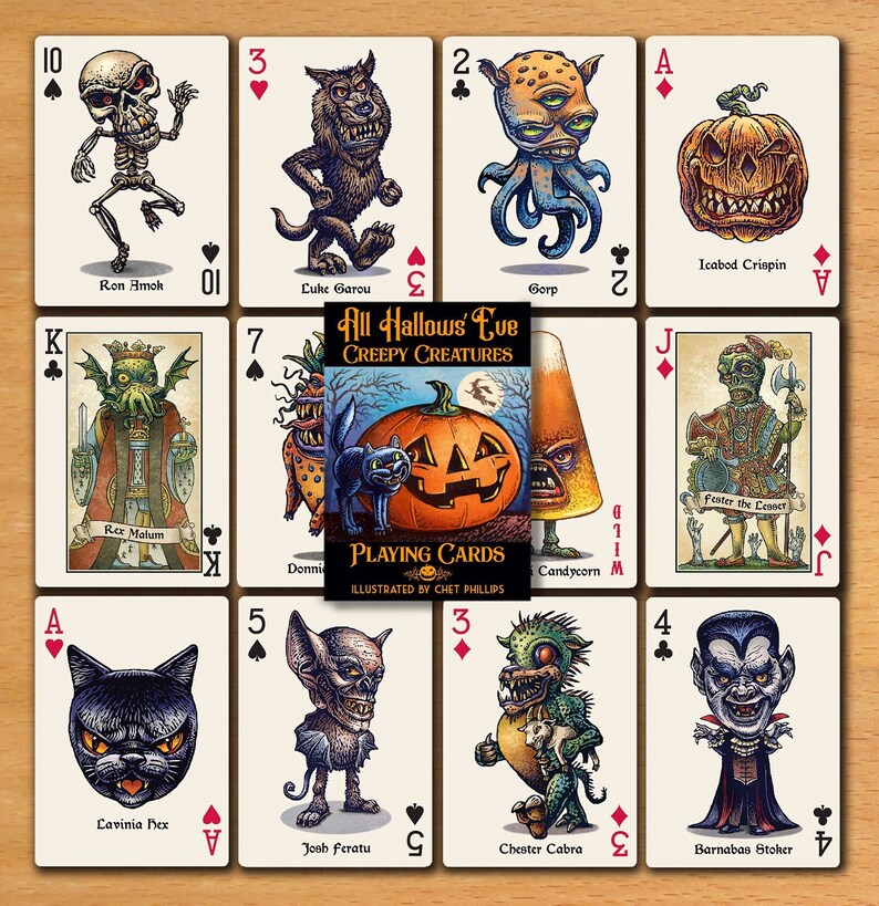 All Hallows' Eve Creepy Creatures Playing Card Deck image 1