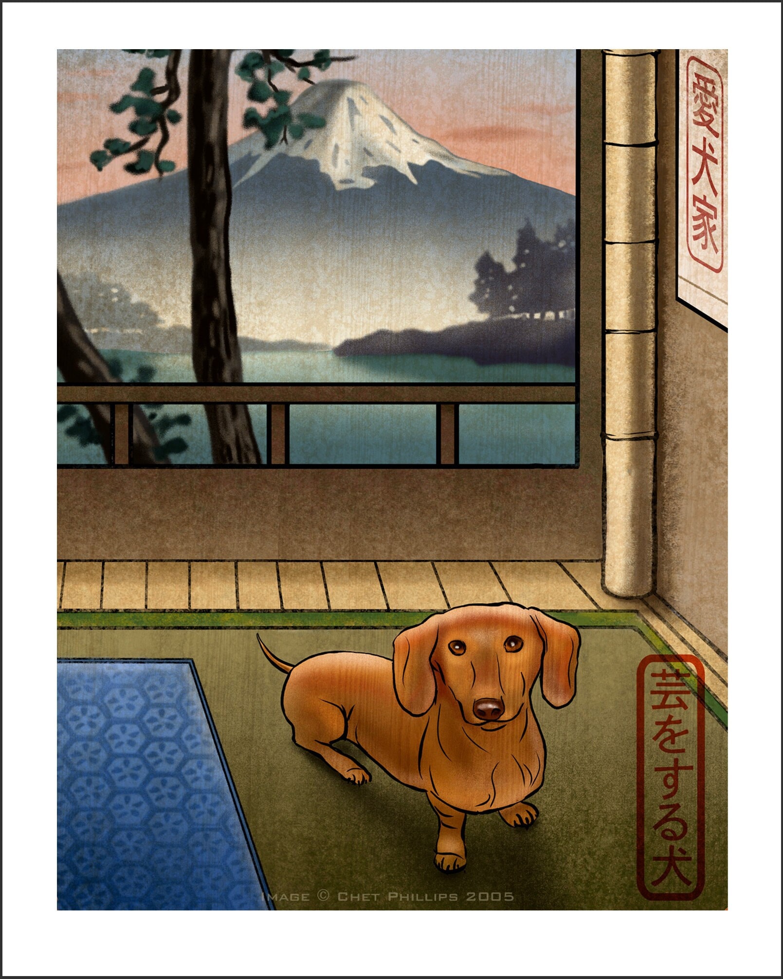 Dachshund Japanese Styled 8 X 10 Print - Etsy