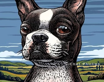 Boston Terrier- Impresión de 8" x 10"