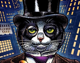 Sophisti-cat- Tuxedo Cat Print 8" x 10"- Cat Art Print- Cat Wall Decor- Cat Wall Art- Cat Print- Cat Gift