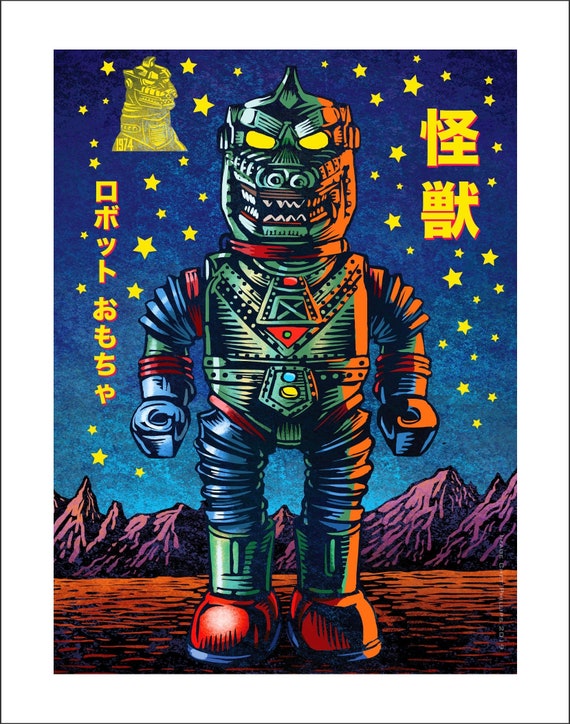 Kaiju Robot Tin Toy 11 X 14 Print - Etsy
