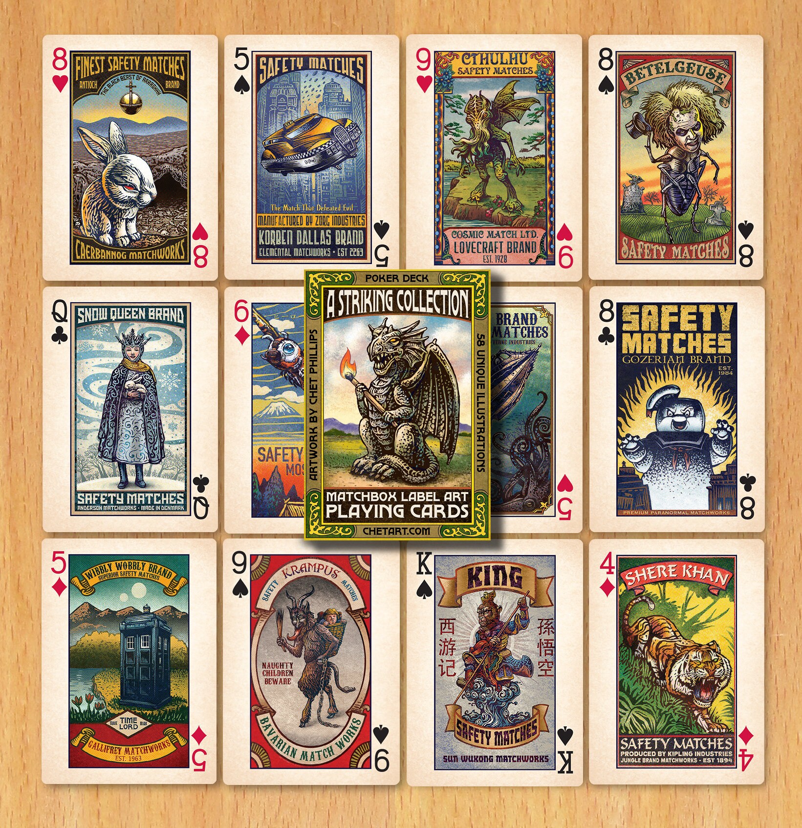 A Striking Collection: Matchbox Label Art Playing Cards- Plastic Coat…
