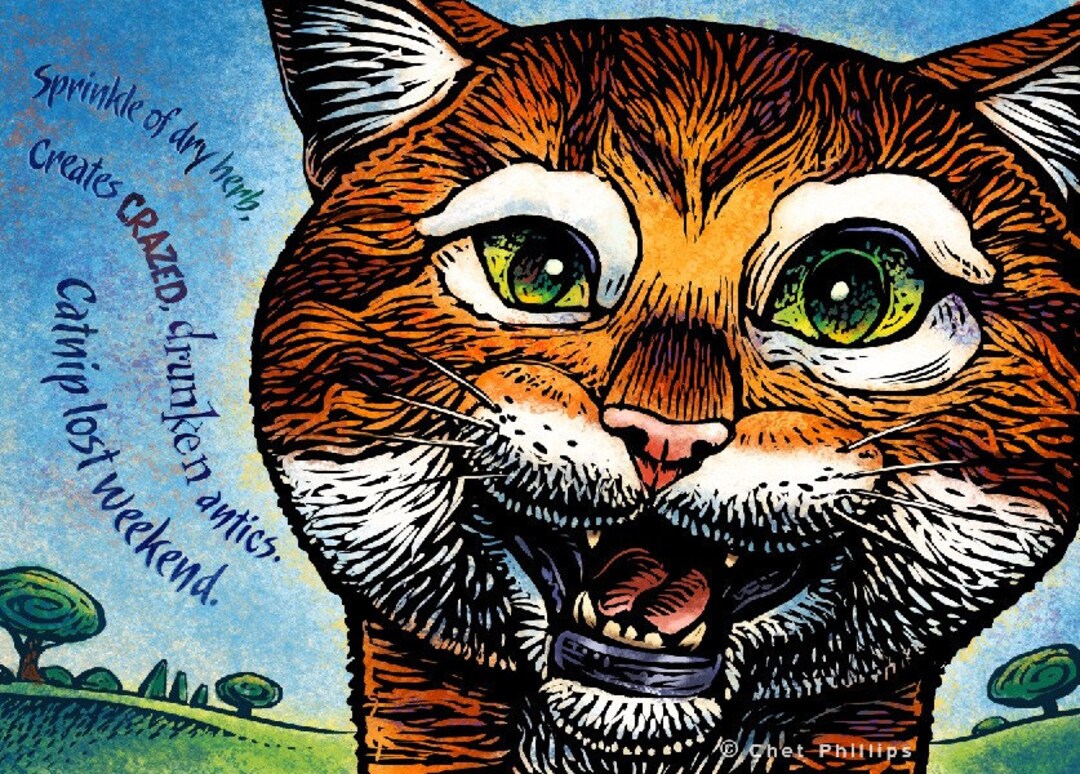 Catnip- 8" X 10"- Cat Art Print- Cat Wall Decor- Cat Wall Art- Cat ...
