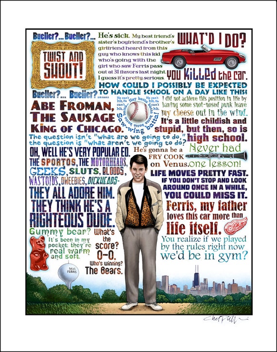 Life Moves Pretty Fast Ferris Bueller S Day Off Tribute Etsy