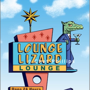 Lounge Lizard Googie Sign 8 x 10 signed print