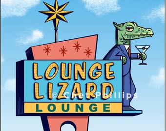 Lounge Lizard Googie Sign 8 x 10 signed print