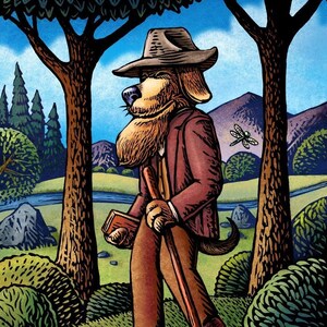 Woof Whitman- 8&quot; x 10&quot;- Whimsical Dog Art Print- Dog Wall Decor- Dog Wall Art- Walt Whitman Dog Print