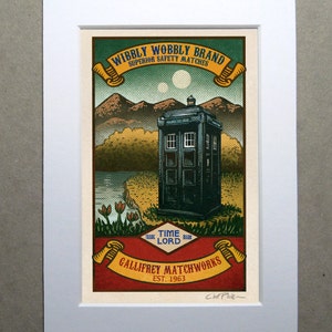 Wibbly Wobbly Brand Matchbox Art 5 x 7 matted signed print image 2