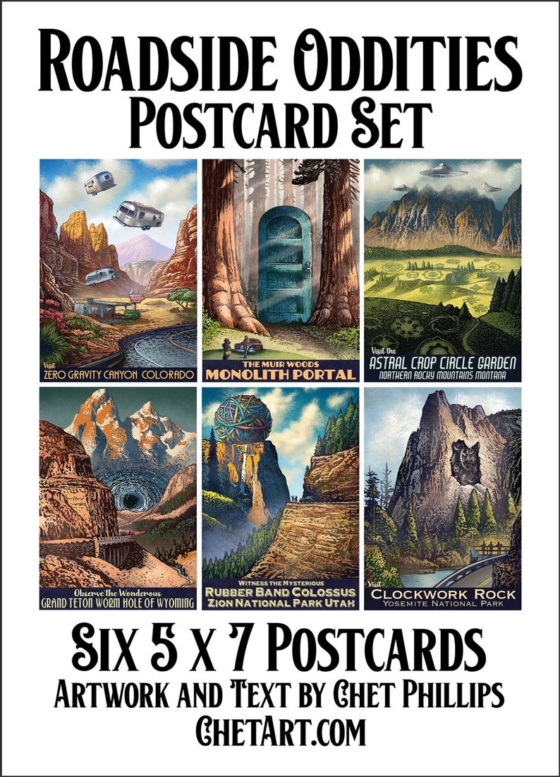 Roadside Oddities Postcard Set Six 5 x 7 postcards image 1