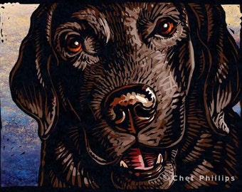 Chocolate Lab- 8" x 10" Chocolate Labrador Retriever Art Print- Labrador Dog Wall Decor