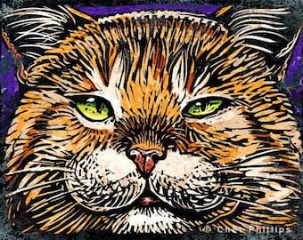 Orange Tabby Cat- 8" x 10"- Cat Art Print- Cat Wall Decor- Cat Wall Art- Cat Print- Cat Gift