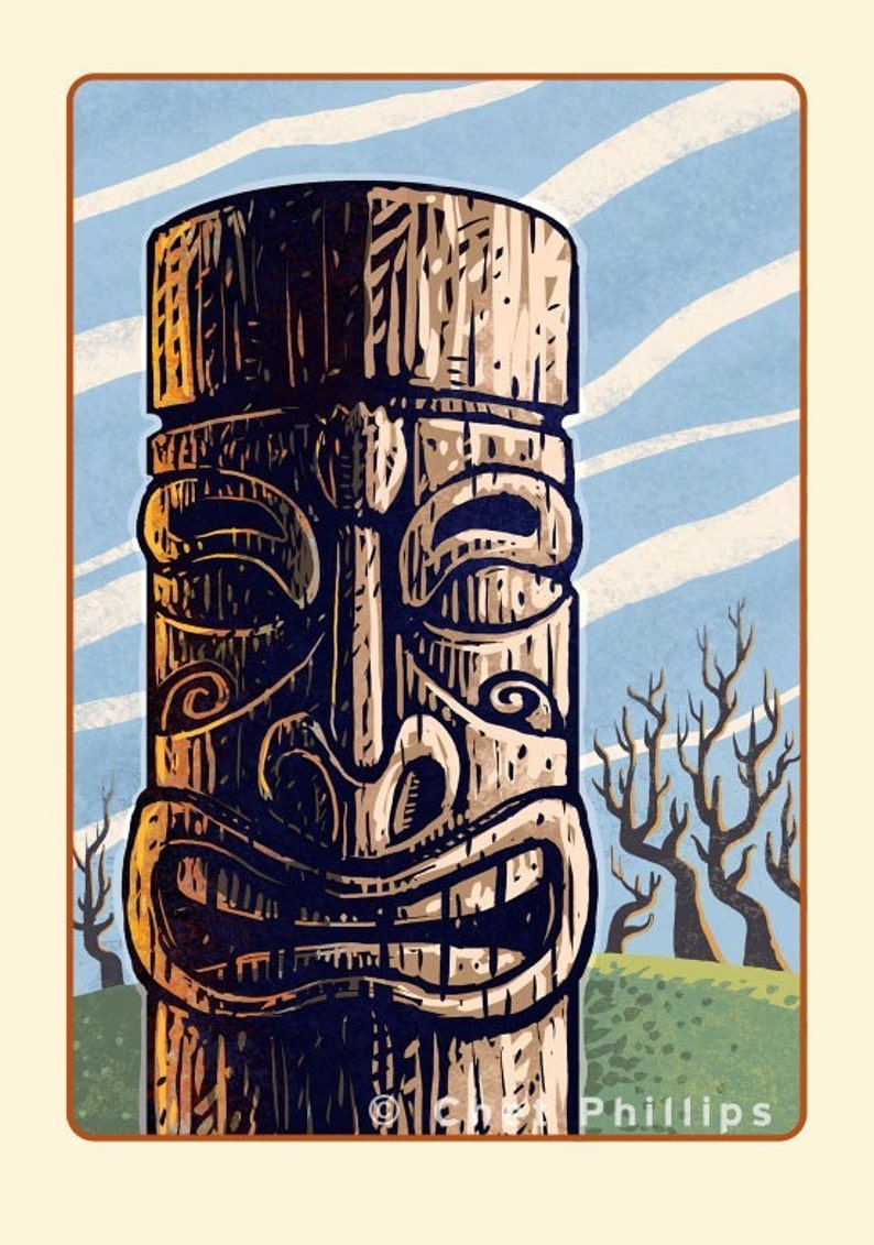 Spirit Tiki Tiki Art Print Tiki Bar Wall Decor image 1