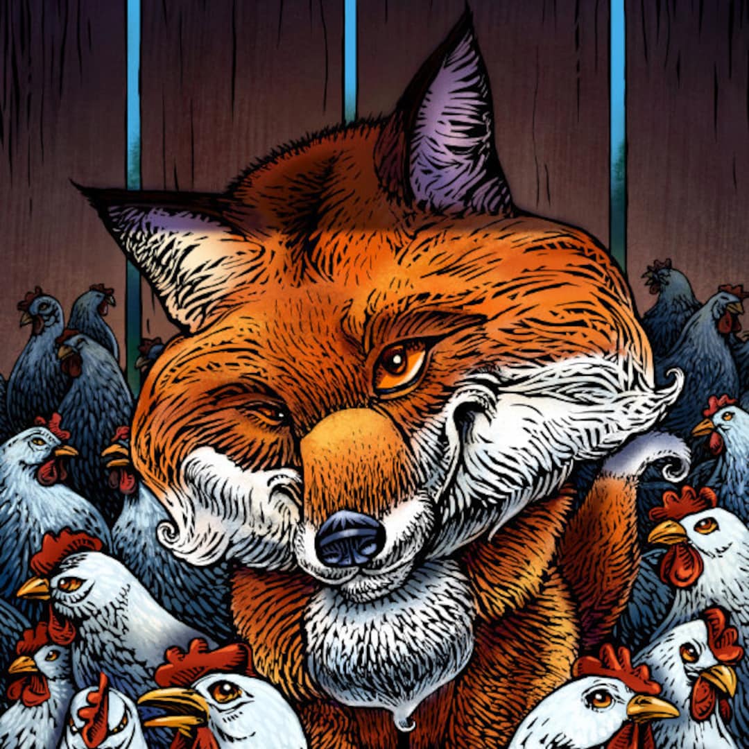 Fox in the Hen House 8 X 10 Whimsical Fox Art Print Fox Wall Decor Etsy