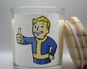 Gaming Candle - Fallout Vault Boy - Handmade Soy Wax Candle - CandleNerdery